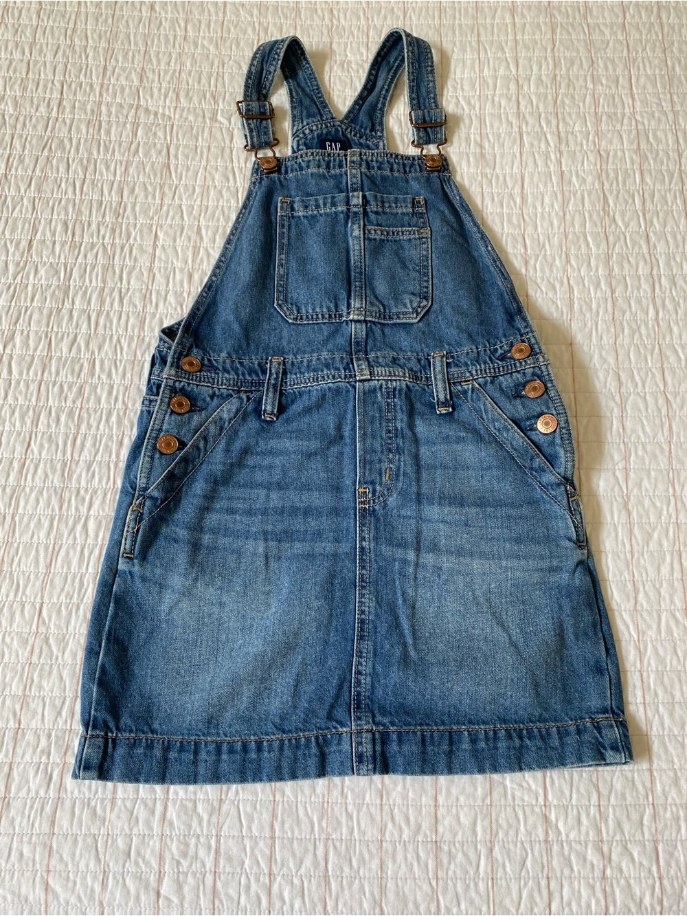 GAP KIDS Blue Denim Overall Dress, Size Medium